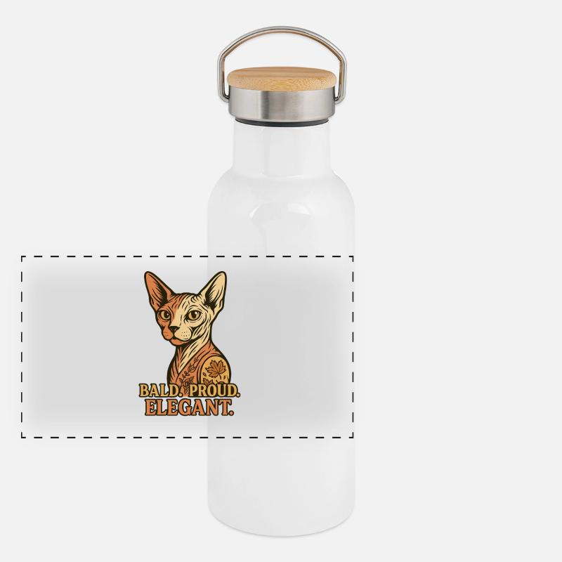Sphynx Cat Panorama Thermosflasche mit Bambusdeckel