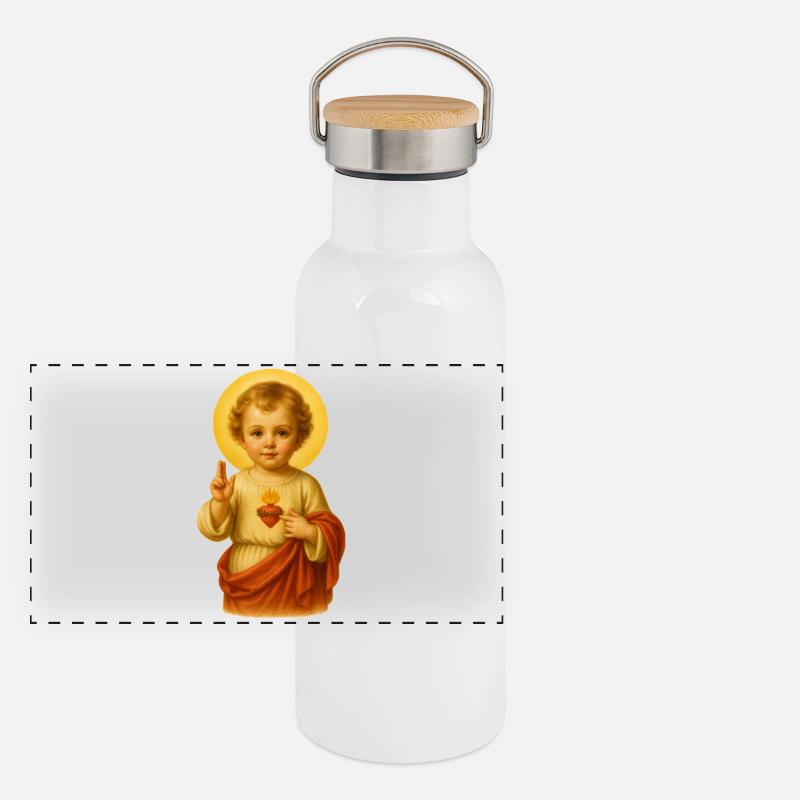 Enfant Jésus avec une auréole Gourde isotherme avec bouchon en bambou