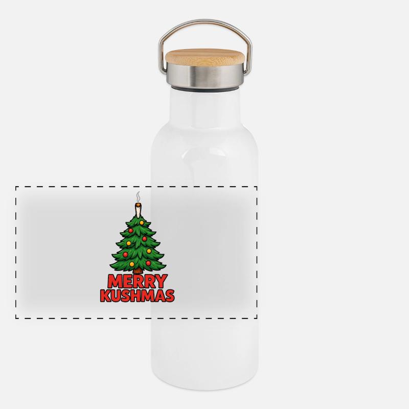 Kushma's Christmas Tree Design Panoramic Thermal Bottle with Bamboo Lid