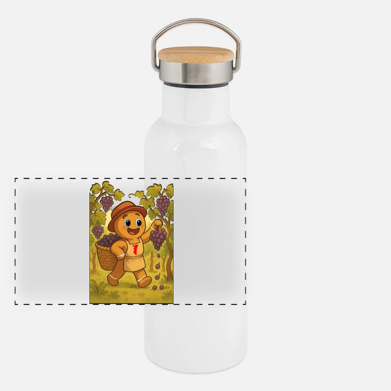 Gingerbread Mannele picker. Alsace Panoramic Thermal Bottle with Bamboo Lid