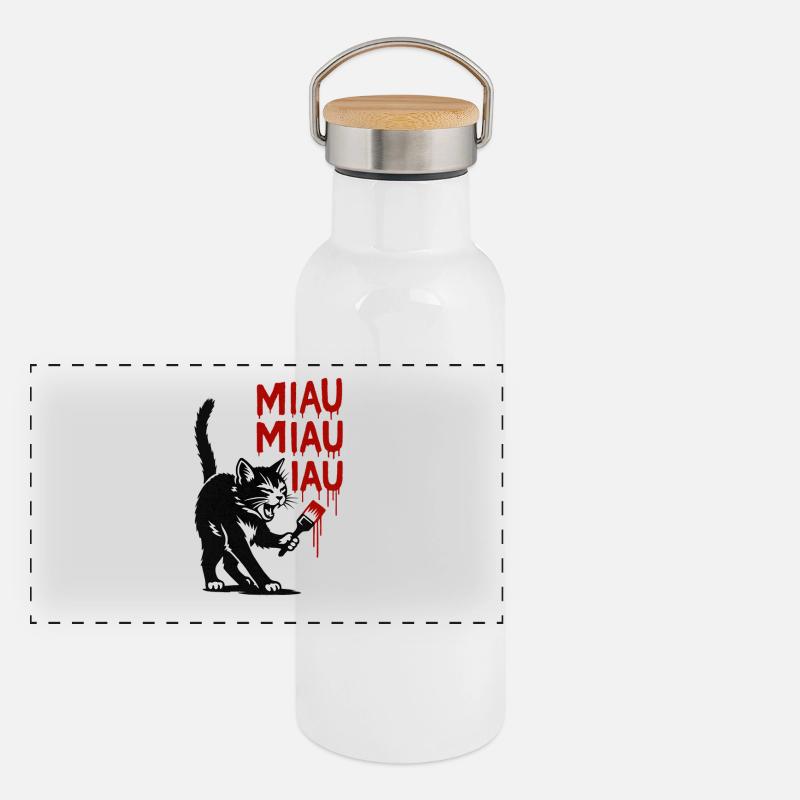 DripMeow Cat Art Panoramic Thermal Bottle with Bamboo Lid