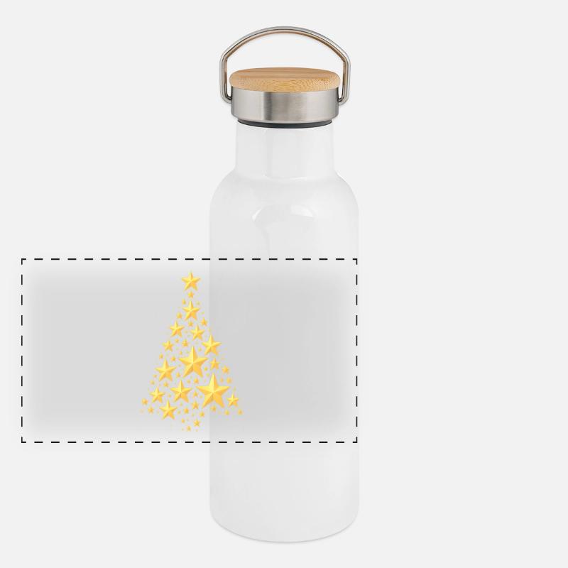 SAPIN DE NOËL AVEC DES ÉTOILES Gourde isotherme avec bouchon en bambou