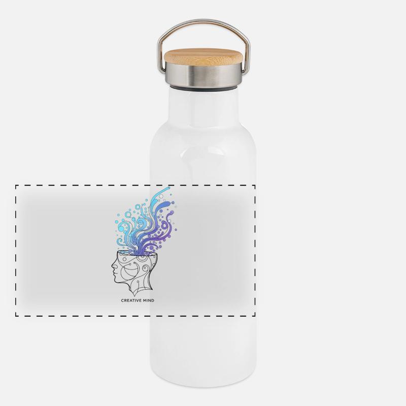 Abstract Brain Illustration Panoramic Thermal Bottle with Bamboo Lid
