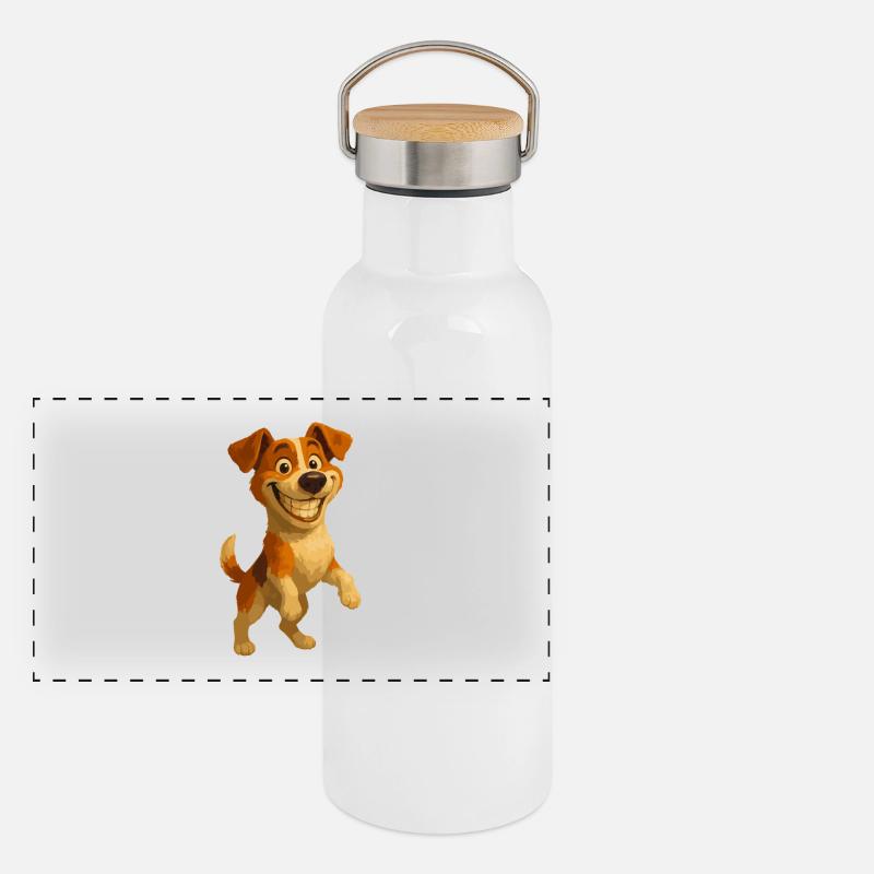 Jack Russell Terrier grinning Panoramic Thermal Bottle with Bamboo Lid