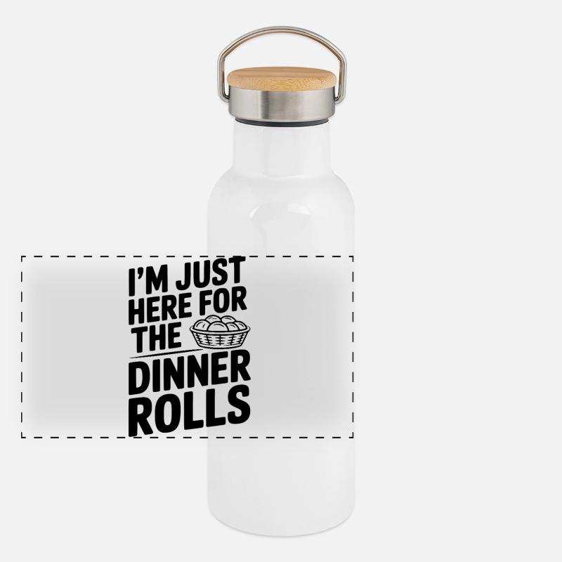Ich bin nur wegen der Brötchen hier. Panorama Thermosflasche mit Bambusdeckel