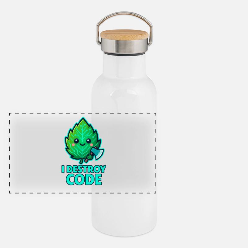 Green Leaf Code Warrior Panoramic Thermal Bottle with Bamboo Lid