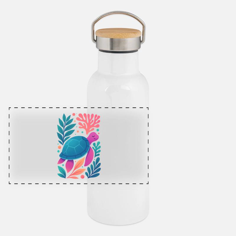 Tortue corail colorée Gourde isotherme avec bouchon en bambou