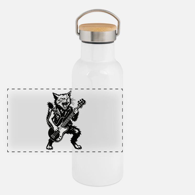 Groove de basse loup-garou chat Gourde isotherme avec bouchon en bambou
