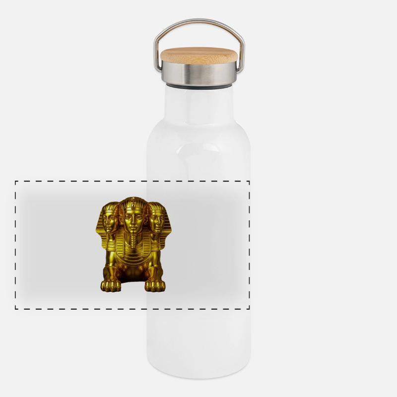 Golden Trihead Sphinx Panoramic Thermal Bottle with Bamboo Lid