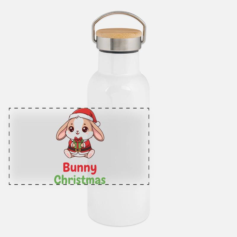 Bunny Weihnachtsgeschenk Panorama Thermosflasche mit Bambusdeckel