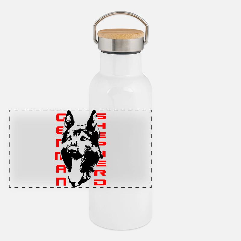 Beautiful German Shepherd Head Panoramic Thermal Bottle with Bamboo Lid