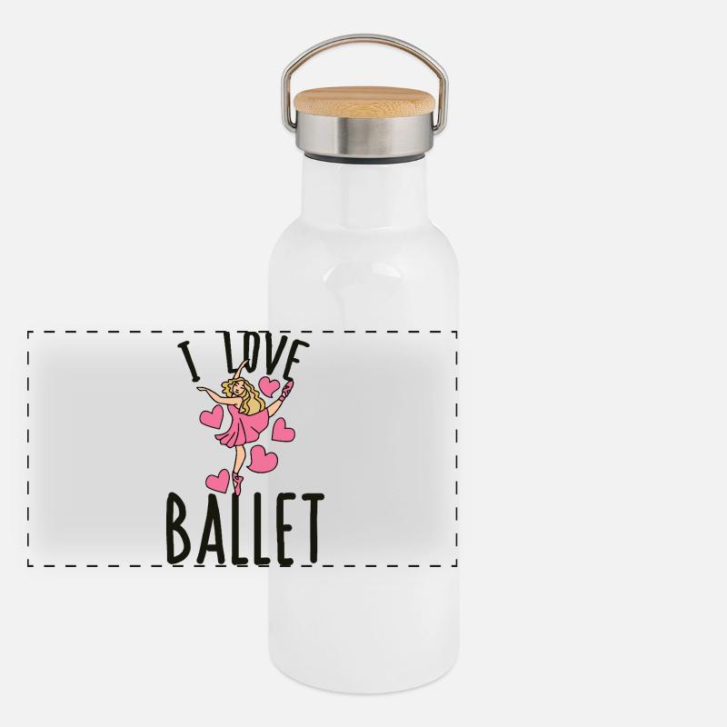 J’adore les cœurs de danseurs de ballet Gourde isotherme avec bouchon en bambou