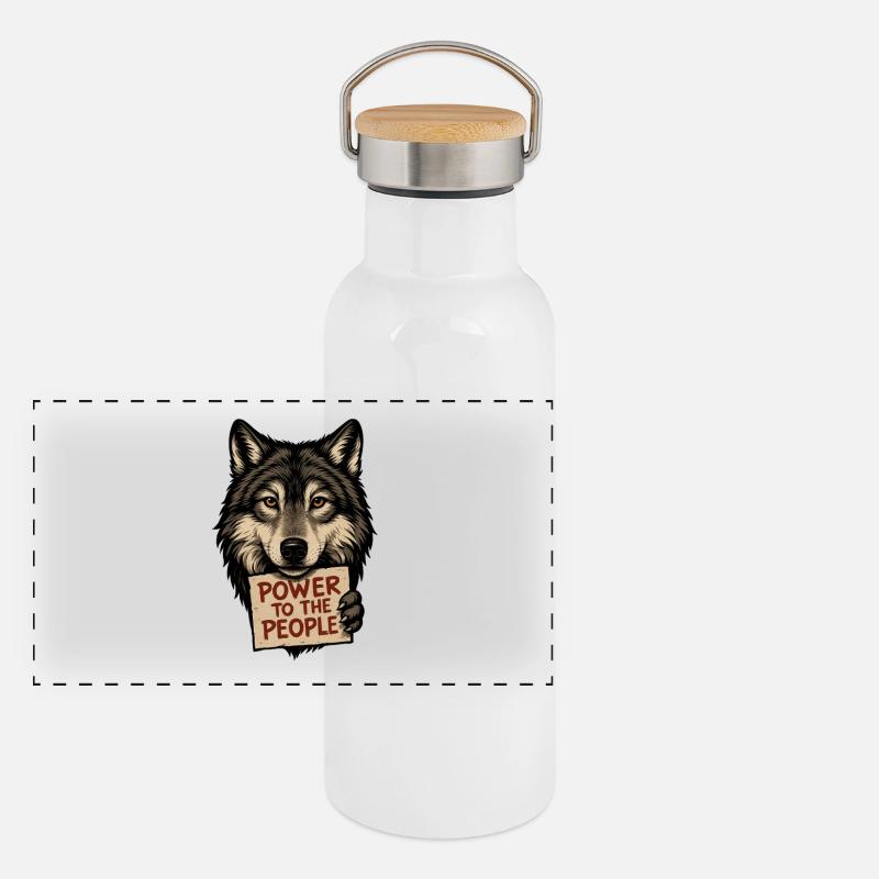 Symbole du loup : Pouvoir au peuple Gourde isotherme avec bouchon en bambou