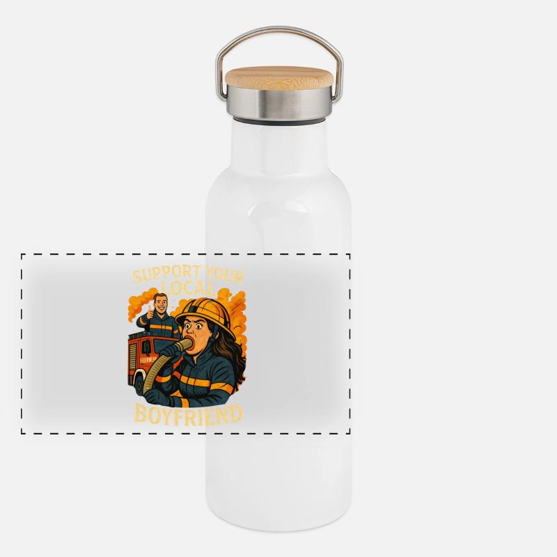 Soutenez votre ami pompier Gourde isotherme avec bouchon en bambou