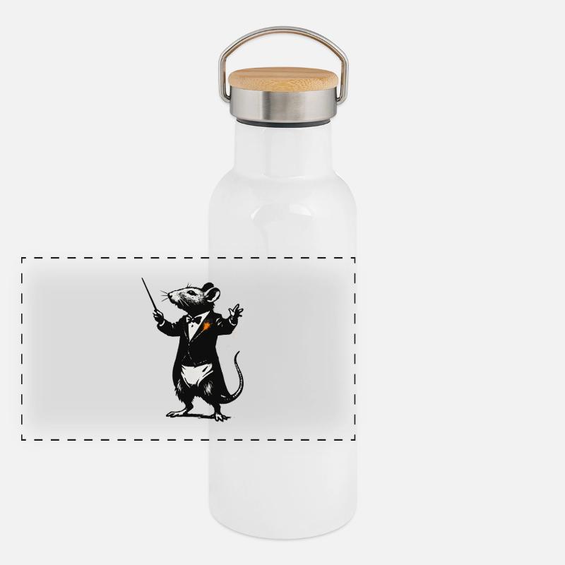 Ratte Dirigent im Smoking Panorama Thermosflasche mit Bambusdeckel