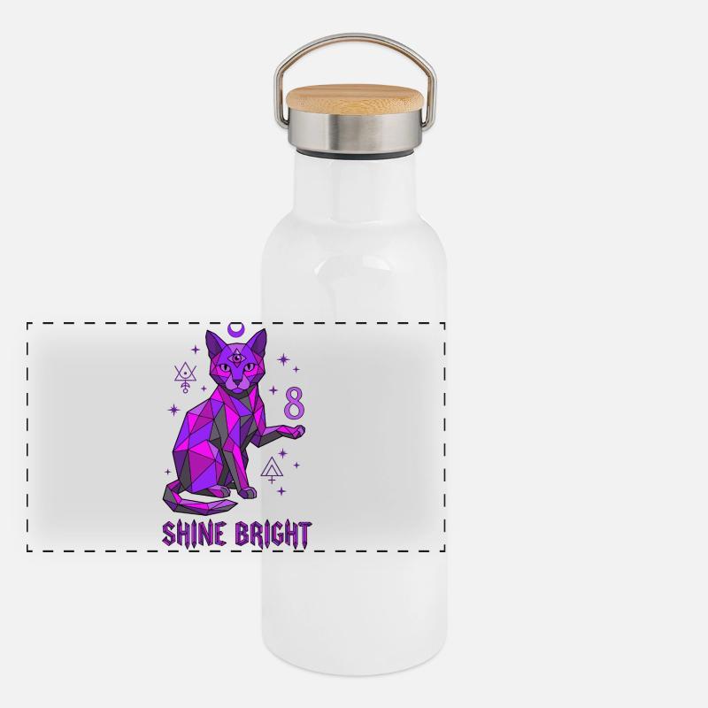 8e anniversaire Chat Mystique Gourde isotherme avec bouchon en bambou