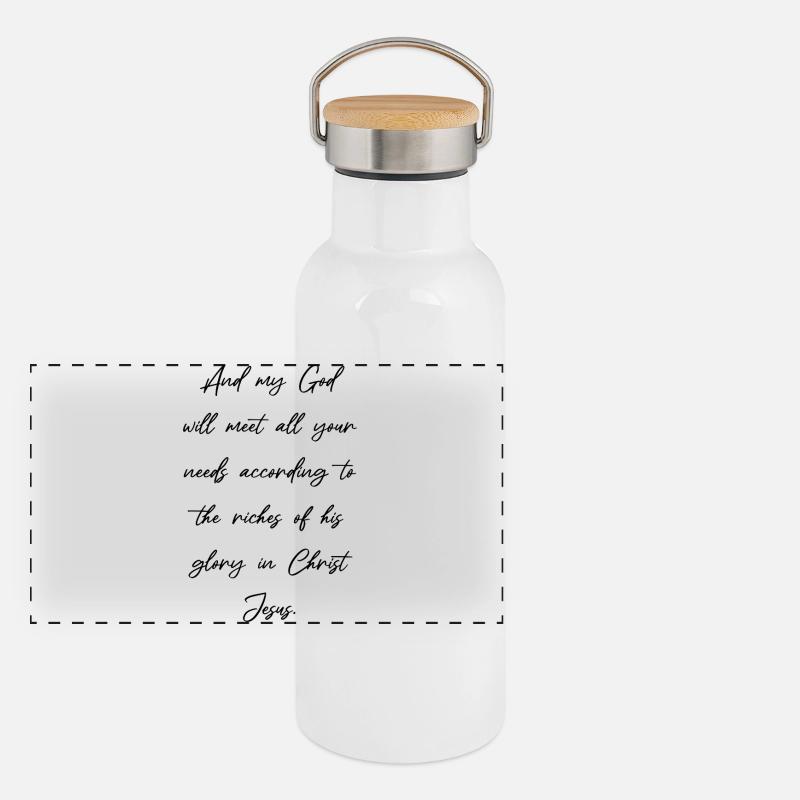 Philipper 4,19 Bibel Verse Sprüche Christlich  Panorama Thermosflasche mit Bambusdeckel
