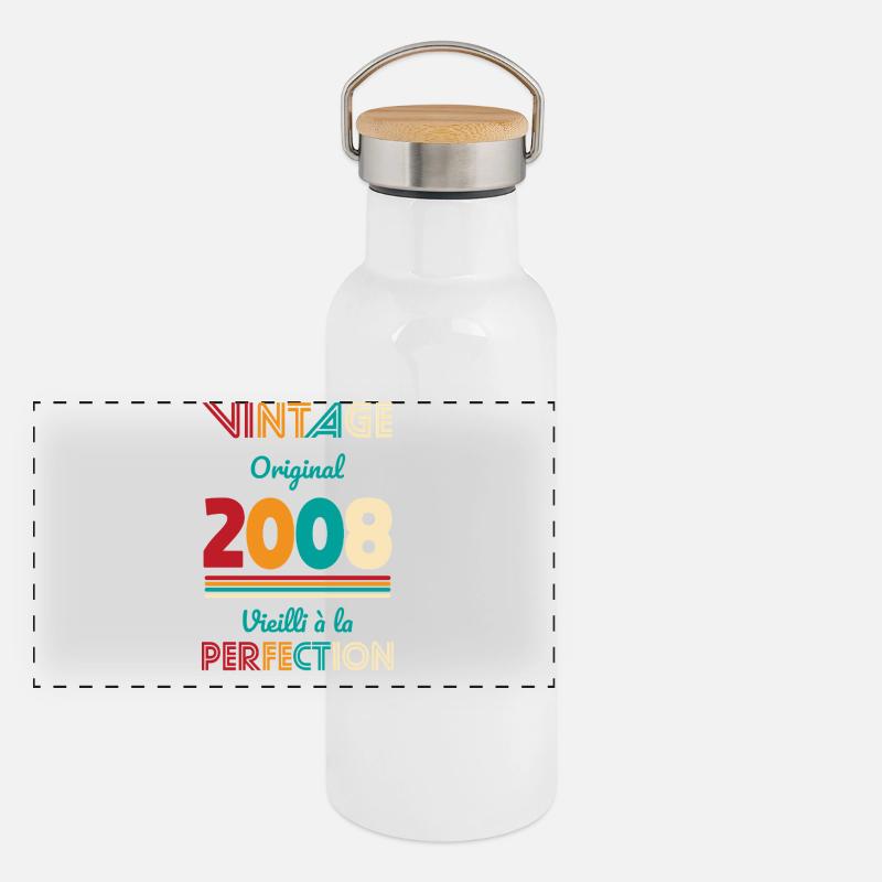 2008 – Vintage – Perfekt gereift Panorama Thermosflasche mit Bambusdeckel