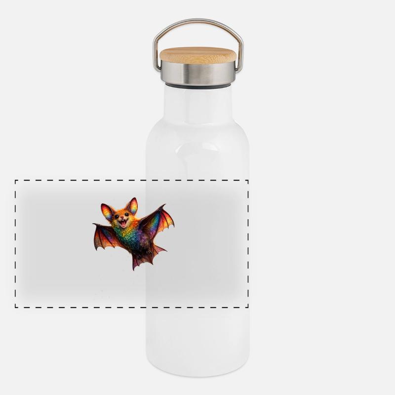 Rainbow Bat Night Creature Panoramic Thermal Bottle with Bamboo Lid