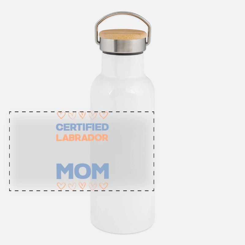 Maman certifiée Labrador Gourde isotherme avec bouchon en bambou