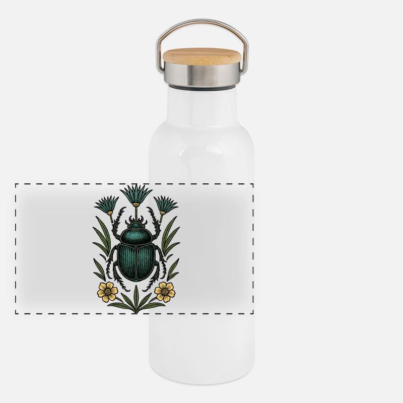 Insect in flower frame Panoramic Thermal Bottle with Bamboo Lid