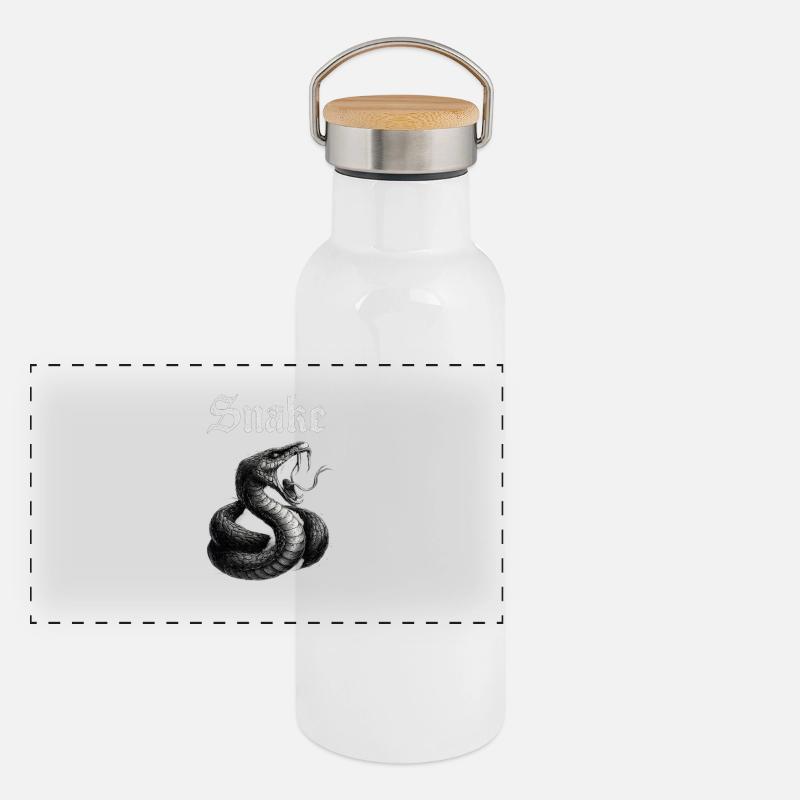 Gothischer Schlangenprint Fans Geschenkidee  Panorama Thermosflasche mit Bambusdeckel