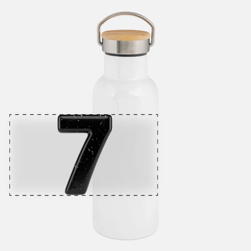 Schwarze Sieben Sternensprenkel Panorama Thermosflasche mit Bambusdeckel