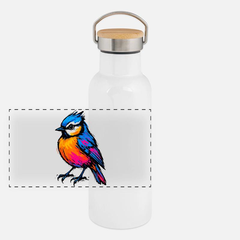 Pop Art: Der Farbausbruch Panorama Thermosflasche mit Bambusdeckel