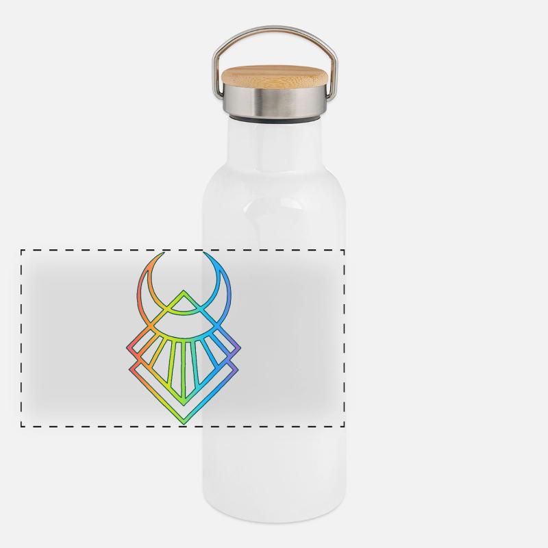 Multicolored Egyptian Moon Symbol Panoramic Thermal Bottle with Bamboo Lid