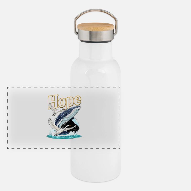 Hope Wale und Schwan Panorama Thermosflasche mit Bambusdeckel
