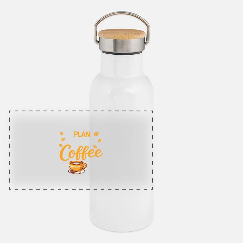 No plan, just coffee Panoramic Thermal Bottle with Bamboo Lid