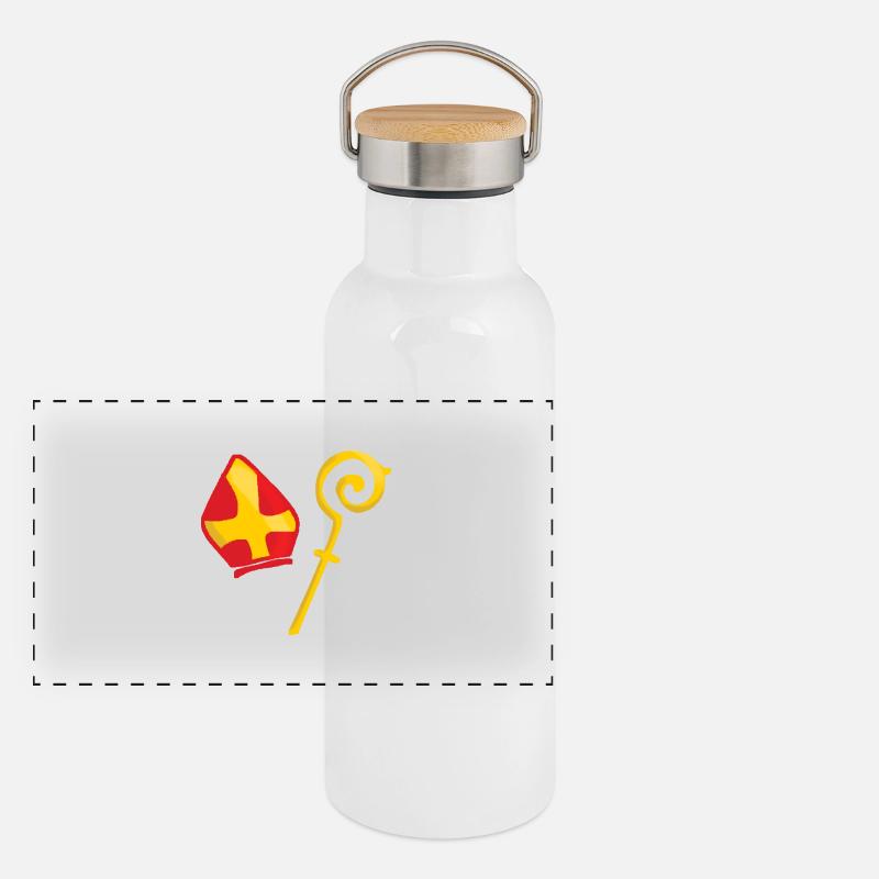 Mitra und Stab Panorama Thermosflasche mit Bambusdeckel