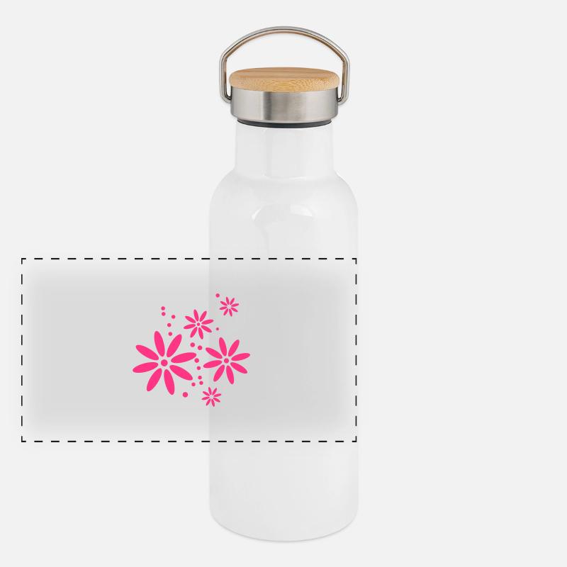 Fleur, Printemps, Été, papillon, Ranke Gourde isotherme avec bouchon en bambou