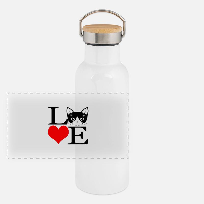 Love cat Panoramic Thermal Bottle with Bamboo Lid