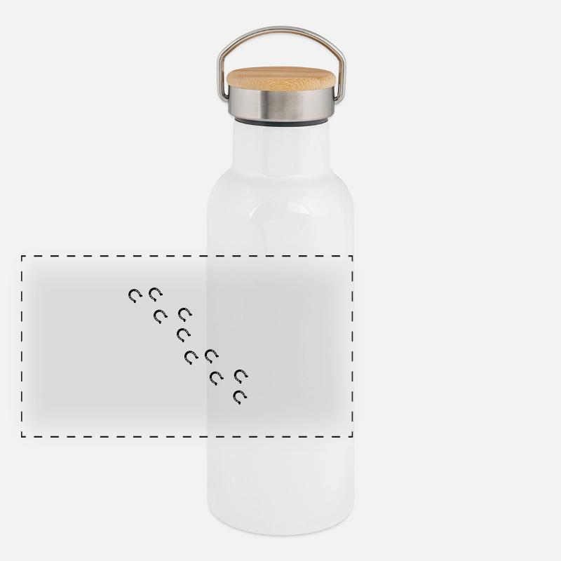 pferd fußspuren spuren pferde Panorama Thermosflasche mit Bambusdeckel
