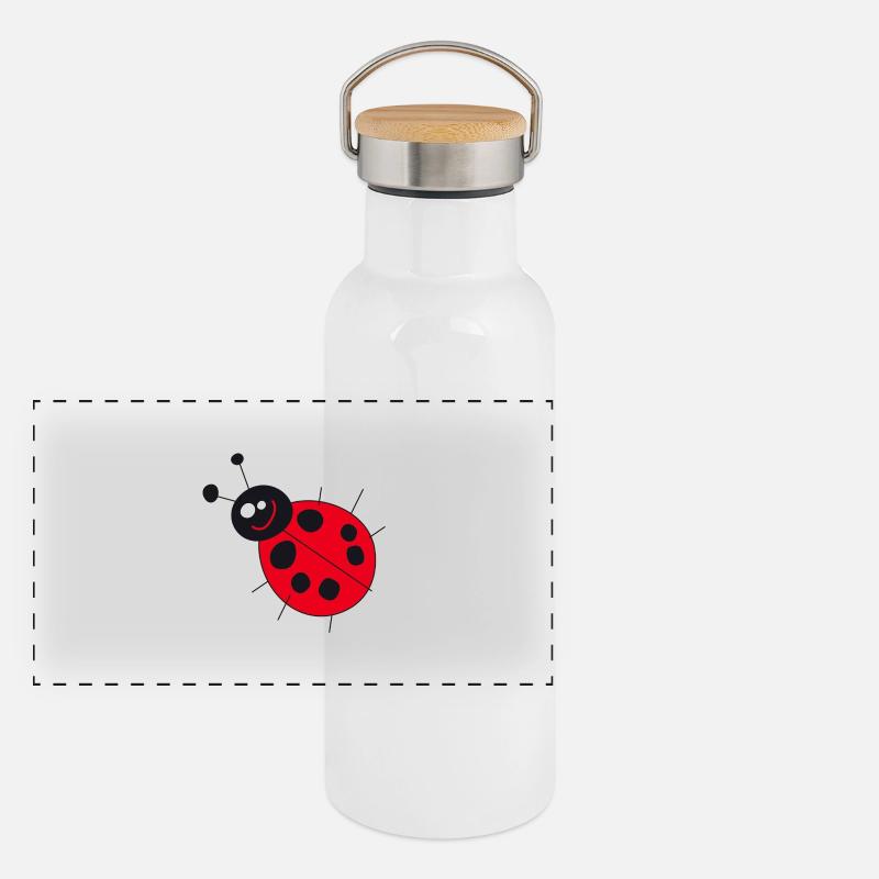 Marienkäfer Panorama Thermosflasche mit Bambusdeckel