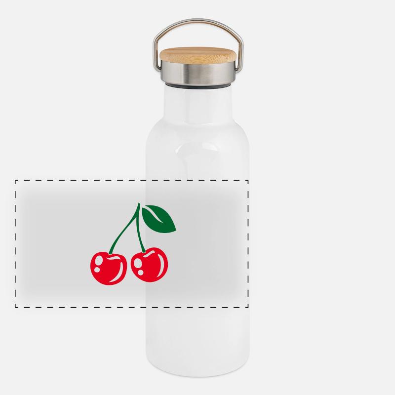 Cherries Panorama Thermosflasche mit Bambusdeckel