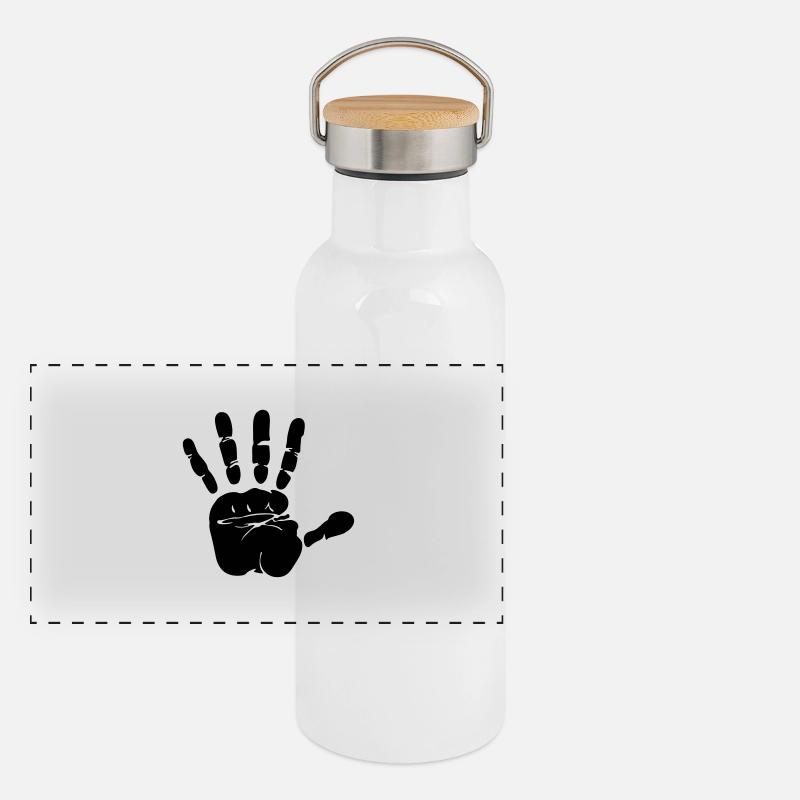 Handabdruck Panorama Thermosflasche mit Bambusdeckel