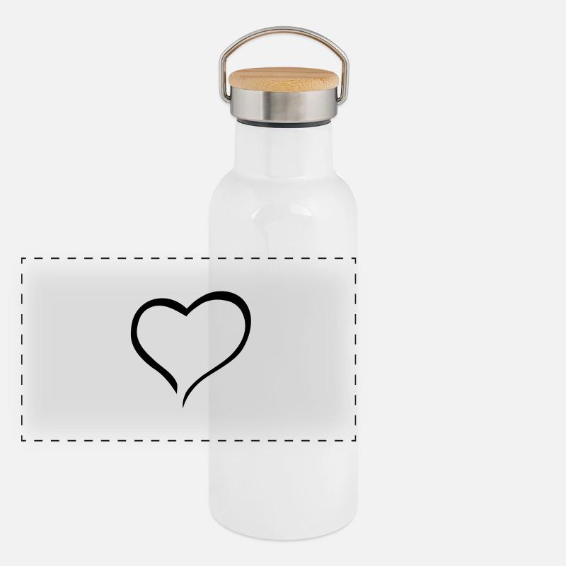 Geschwungenes Herz Panorama Thermosflasche mit Bambusdeckel