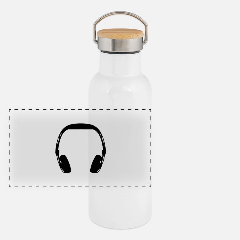 headphone Panoramic Thermal Bottle with Bamboo Lid