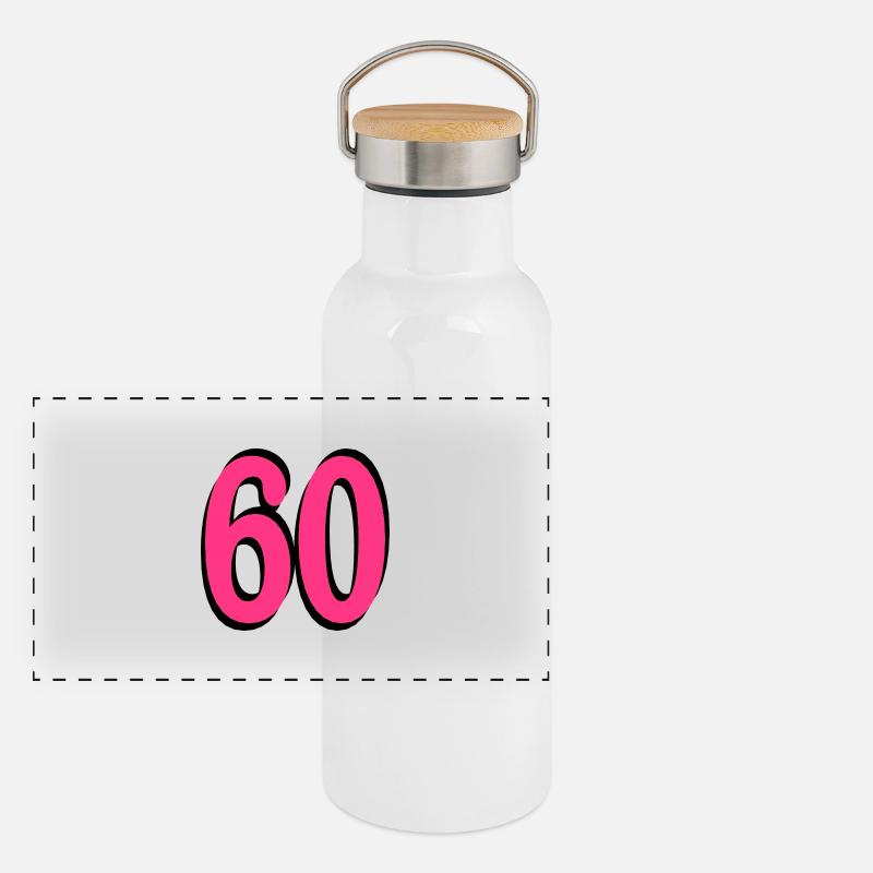 60 . Geburtstag Panorama Thermosflasche mit Bambusdeckel