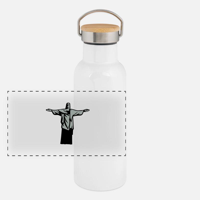 christ redeemer statue rio janeiro Panoramic Thermal Bottle with Bamboo Lid