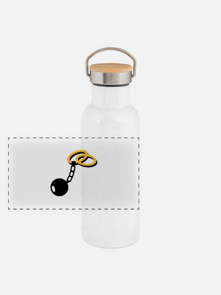 Mariage Bagues - Gourde isotherme avec bouchon en bambou - blanc - Devant
