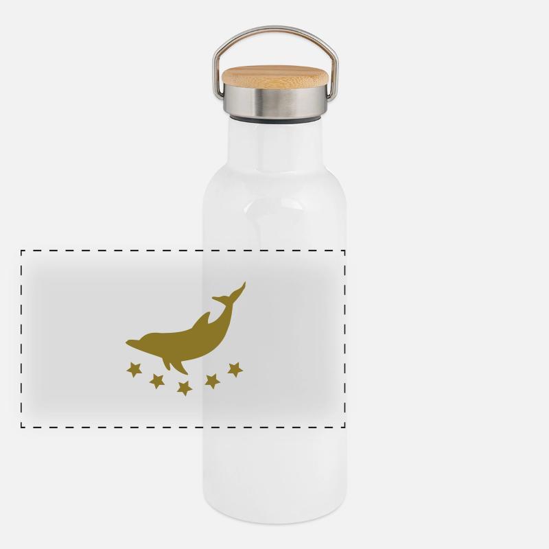 Delfin Panorama Thermosflasche mit Bambusdeckel