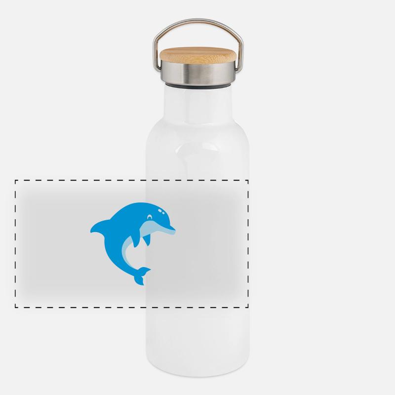Delfin Panorama Thermosflasche mit Bambusdeckel