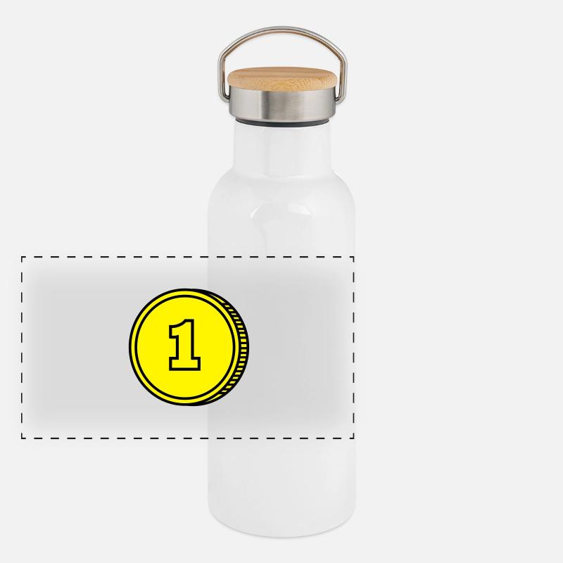 Münze Panorama Thermosflasche mit Bambusdeckel