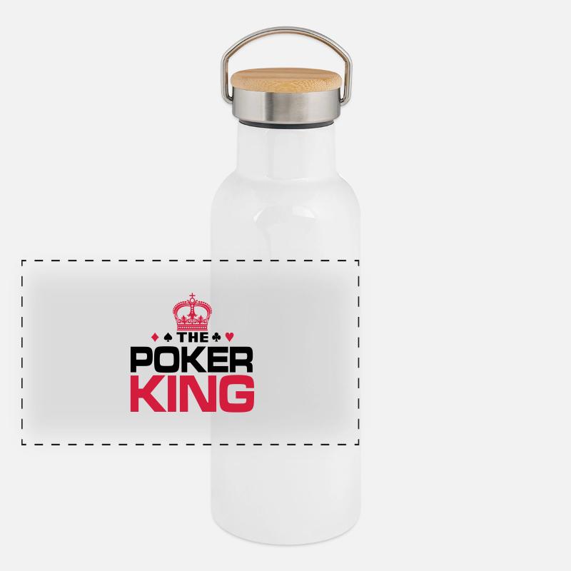 Poker King Panorama Thermosflasche mit Bambusdeckel