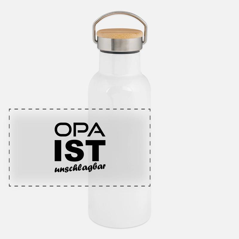 Opa ist unschlagbar Panorama Thermosflasche mit Bambusdeckel