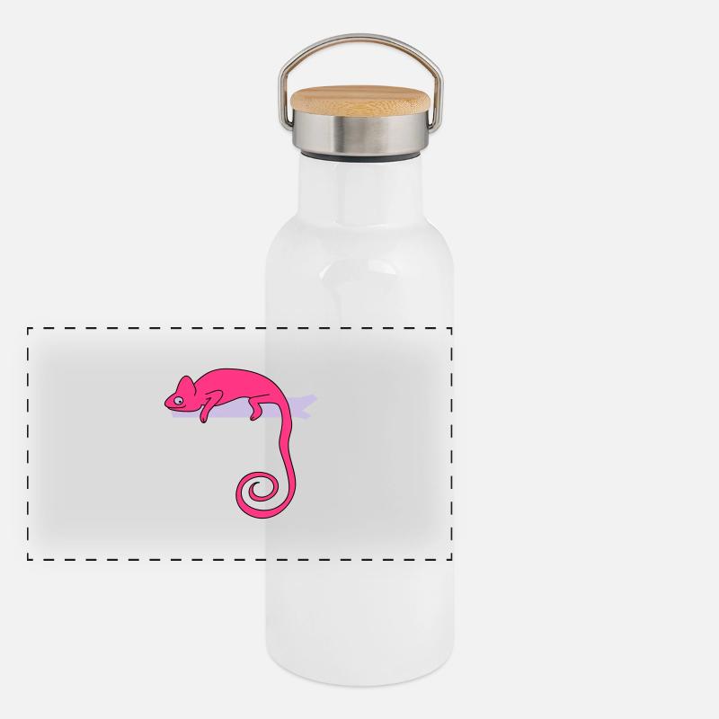 Lustiges Chameleon (b) Panorama Thermosflasche mit Bambusdeckel