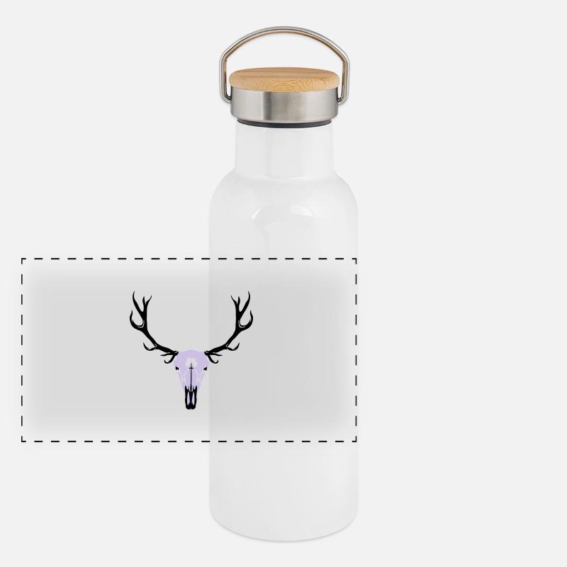 Deer skull and antlers Panoramic Thermal Bottle with Bamboo Lid